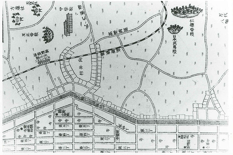 開通当初の高野鉄道大小路ステーション付近図