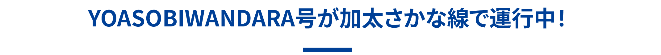YOASOBIWANDARA号が加太さかな線で運行中！