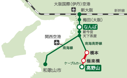 大阪近郊からの地図
