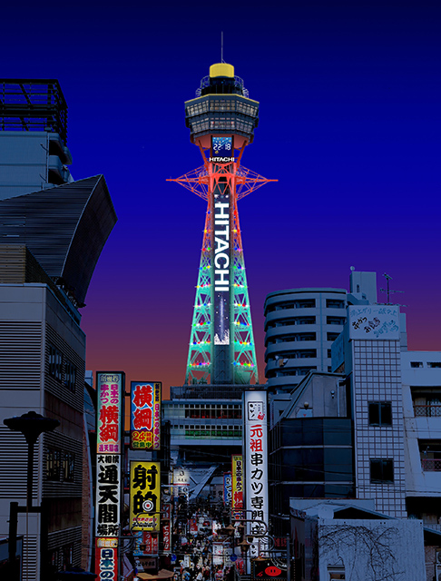 通天閣はクリスマスカラーを 基調とした特別ライティングを実施